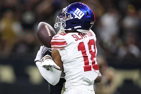 Darius Slayton of New York Giants in action