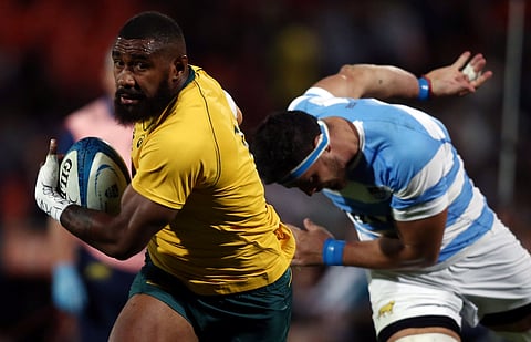 Marika Koroibete in action for Australia Wallabies against Argentina