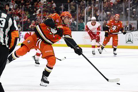 Anaheim Ducks player Cutter Gauthier in action