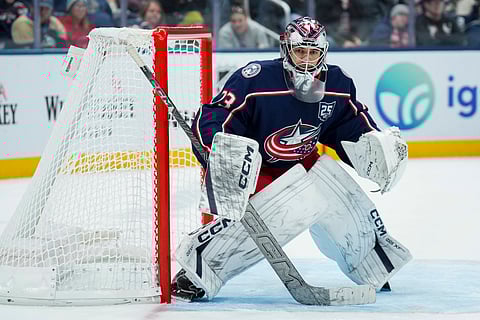 Columbus Blue Jackets goaltender Jet Greaves in action | Image Credits: Imago/Imagn Images