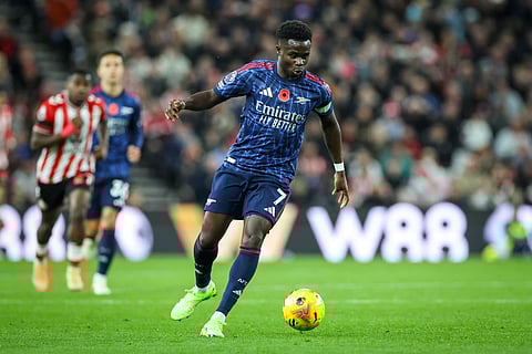 Bukayo Saka in action for Arsenal