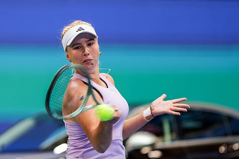Clara Tauson in action in the 2025 Wuhan Open