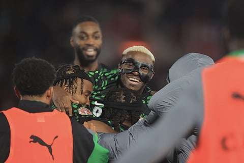 Victor Osimhen celebrates his goal with Ademola Lookman