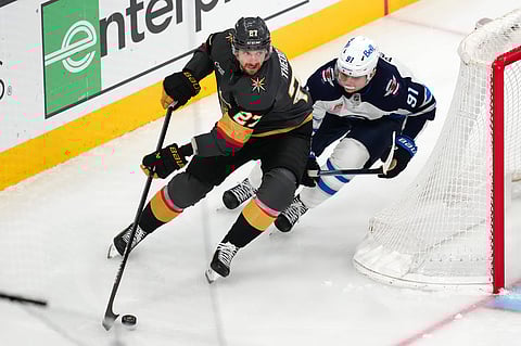 Players in action during the Winnipeg Jets vs. Vegas Golden Knights game