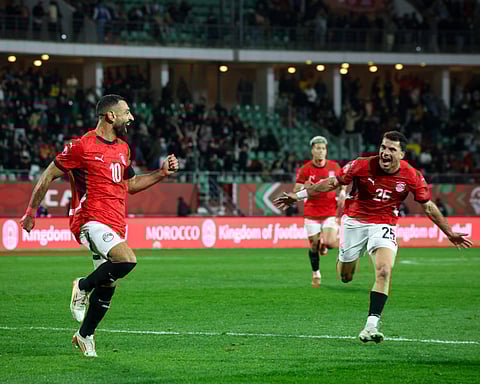 Mohamed Salah celebrates his goal against Benin