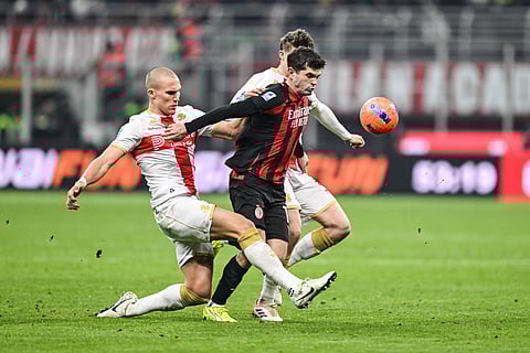 Chrisitian Pulisic of AC Milan in action against Genoa