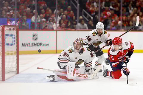 Chicago Blackhawks and Washington Capitals players in action