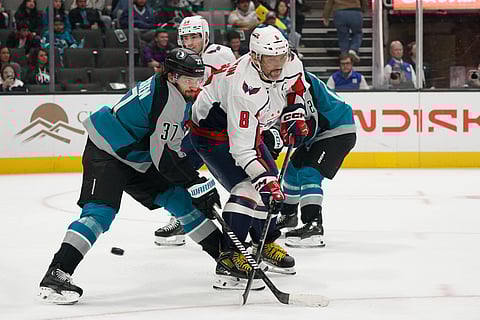 San Jose Sharks and Washington Capitals players in action