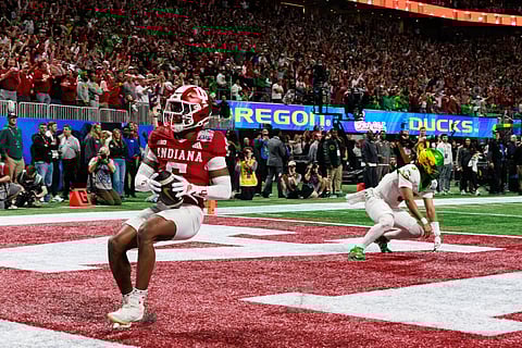 D Angelo Ponds after scoring a touchdown for Indiana Hoosiers