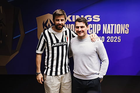 Gerard Pique and Iker Casillas during Kings World Cup Nations Final