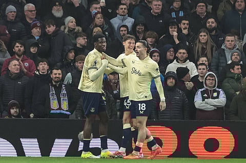 Thierno Barry celebrates his goal against Aston Villa