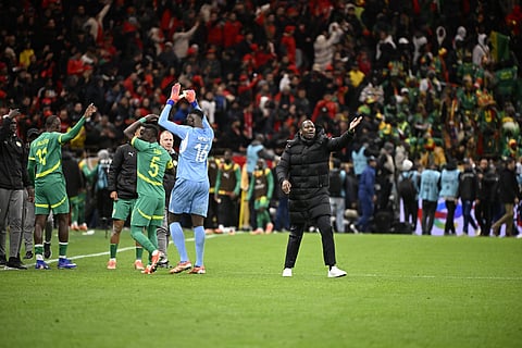 Senegalese players leaving the field as protest