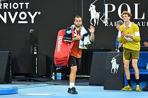 Jannik Sinner with Hugo Gaston during his first round match at Australian Open