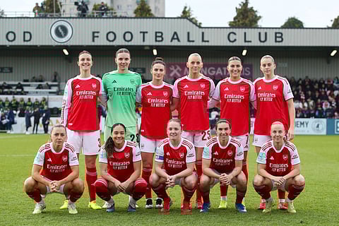 Arsenal Women team pose for a team photo