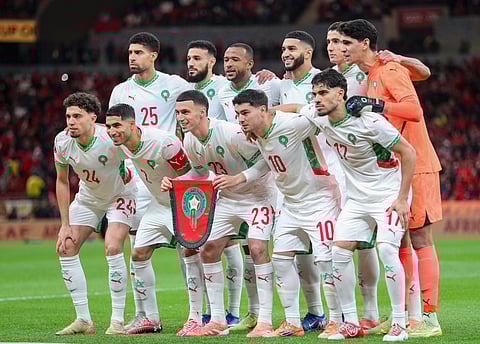 Morocco team line up for a photo