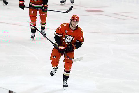 Cutter Gauthier in action with Anaheim Ducks