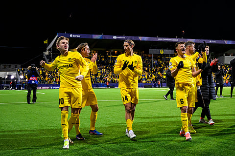 Bodo Glimt celebrate their win against Manchester City