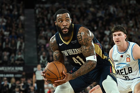 New Orleans Pelicans' Saddiq Bey carries the ball