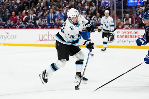 Kailer Yamamoto of  Utah Mammoth in action