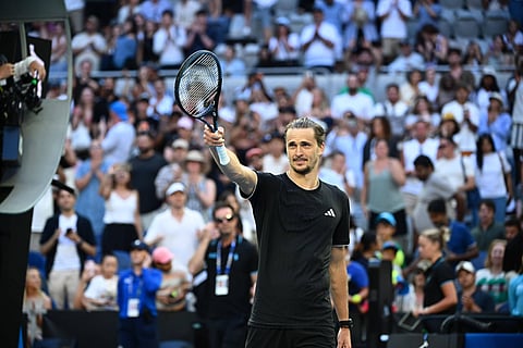 Alexander Zverev celebrates after reaching Australian Open quarter-final