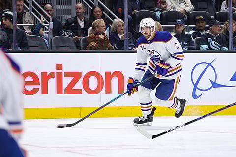 Edmonton Oilers' Evan Bouchard in action
