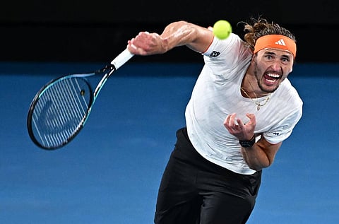 Alexander Zverev in action against Learner Tien