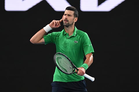 Novak Djokovic celebrates at Australian Open