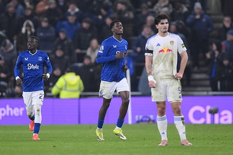 Thierno Barry celebrates his equalising goal against Leeds United