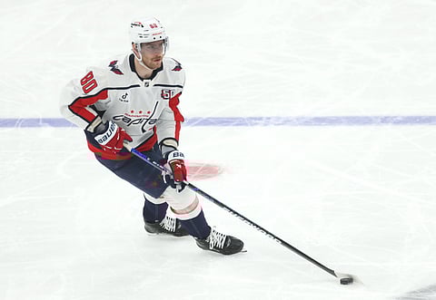 Pierre-Luc Dubois in action with Washington Capitals