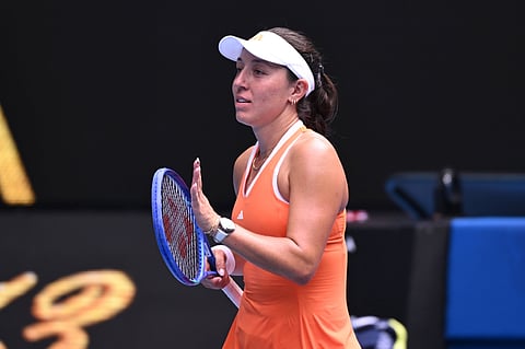 Jessica Pegula celebrates match point against Amanda Anisimova