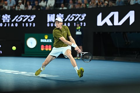 Jannik Sinner in action in the Australian Open semi-final