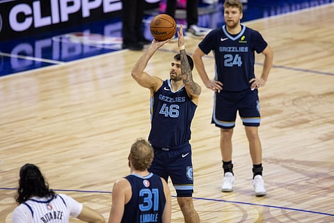 John Konchar attempting a free throw for Memphis Grizzlies