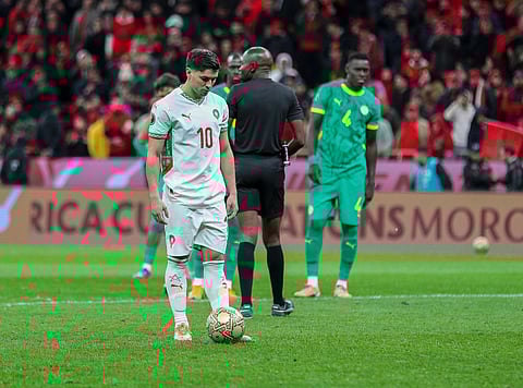 Brahim Díaz prepares to take a penalty in the AFCON final
