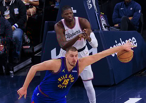 Nikola Jokic in action against Los Angeles Clippers