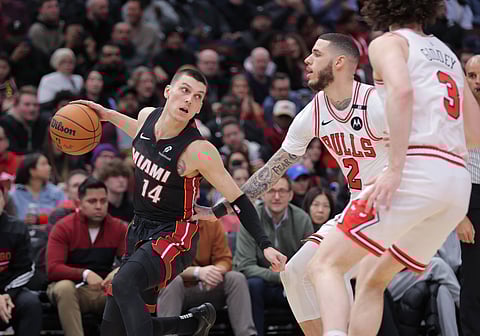 Chicago Bulls and Miami Heat players in action