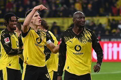 Serhou Guirassy celebrates after scoring against Heidenheim