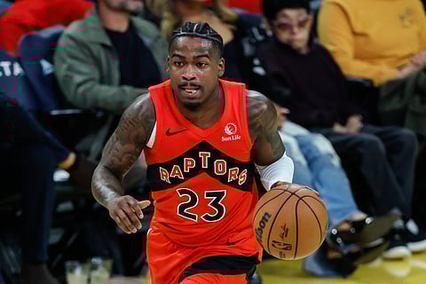 Toronto Raptors guard Jamal Shead in action