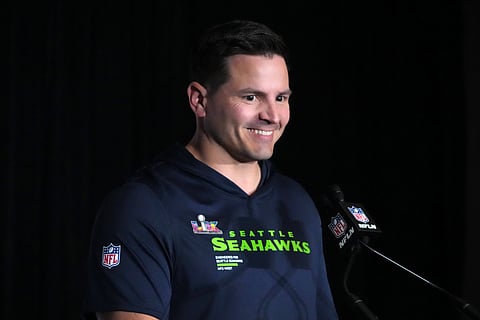 Seattle Seahawks head coach Mike Macdonald during press conference