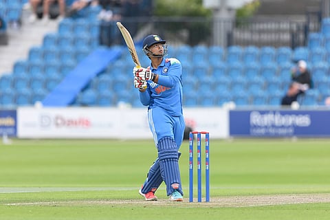 Vaibhav Suryavanshi in action with the India U19 team