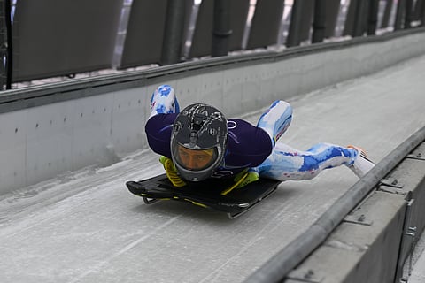 Vladyslav Heraskevych in action at the Winter Olympics
