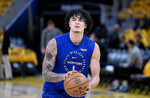 Gui Santos of Golden State Warriors during warm-up