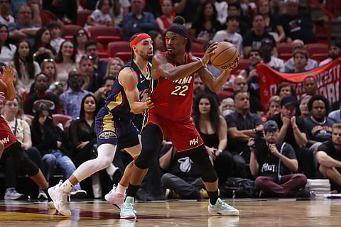 Miami Heat and New Orleans Pelicans players in action