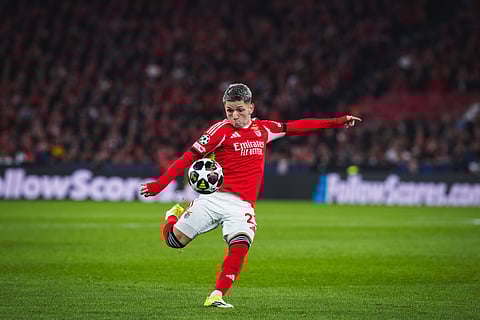 Gianluca Prestianni in action against Real Madrid