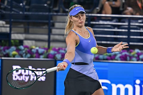 Paula Badosa in action during the Dubai Duty Free Tennis Championship