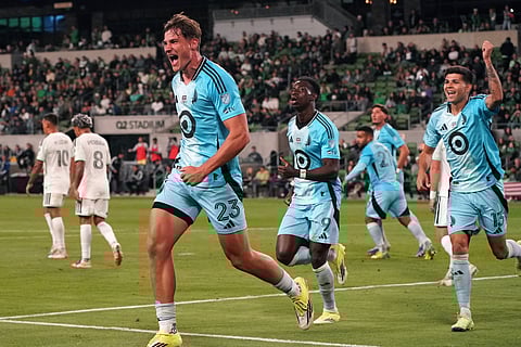 Morris Duggan celebrates his goal for Minnesota United