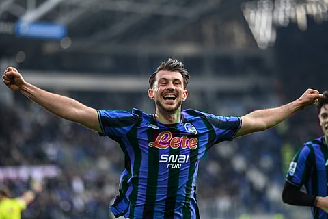 Lazar Samardzic celebrates his late goal against Napoli 