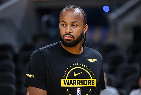 Moses Moody of Golden State Warriors during warm-up