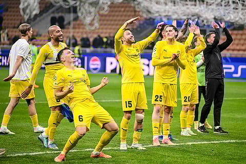 Bodo/Glimt players celebrate after win over Inter Milan