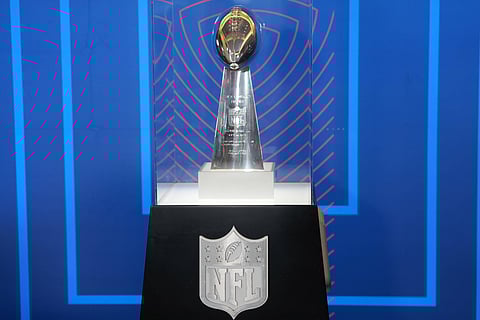 Super Bowl Vince Lombardi trophy in display during NFL Scouting Combine