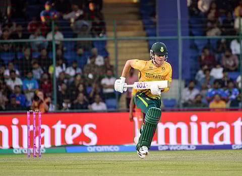 Dewald Brevis in action against Zimbabwe